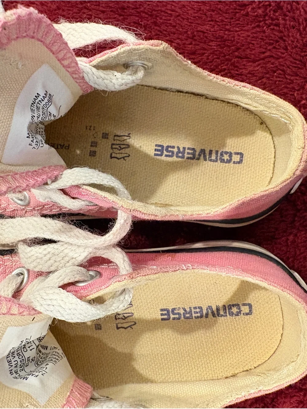 PINK Converse Kids Pink Canvas Low-Top Sneakers